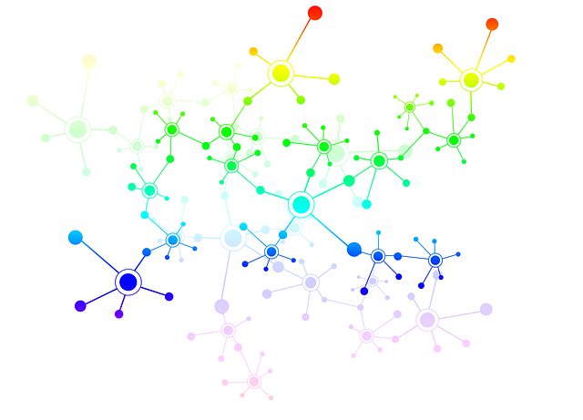 A nexus depicting various points of connection that are denoted by a different color to show association